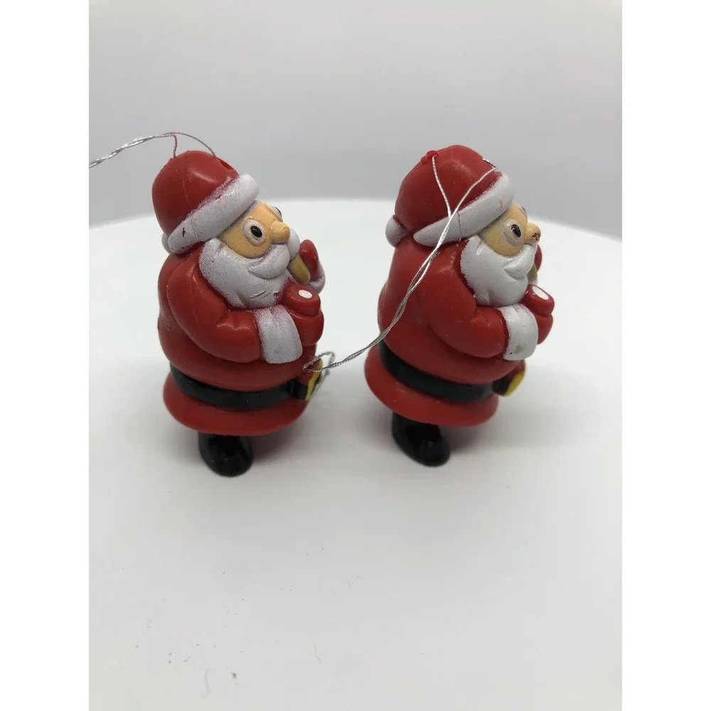 2 Adorable Santa Claus Ornaments Eating Milk And Cookies Holiday Decorating‎